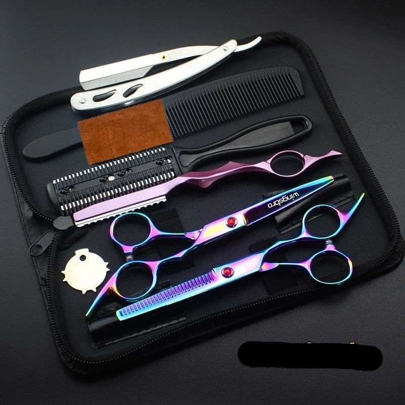 Kit ciseaux coiffure inox avec rasoir et étui