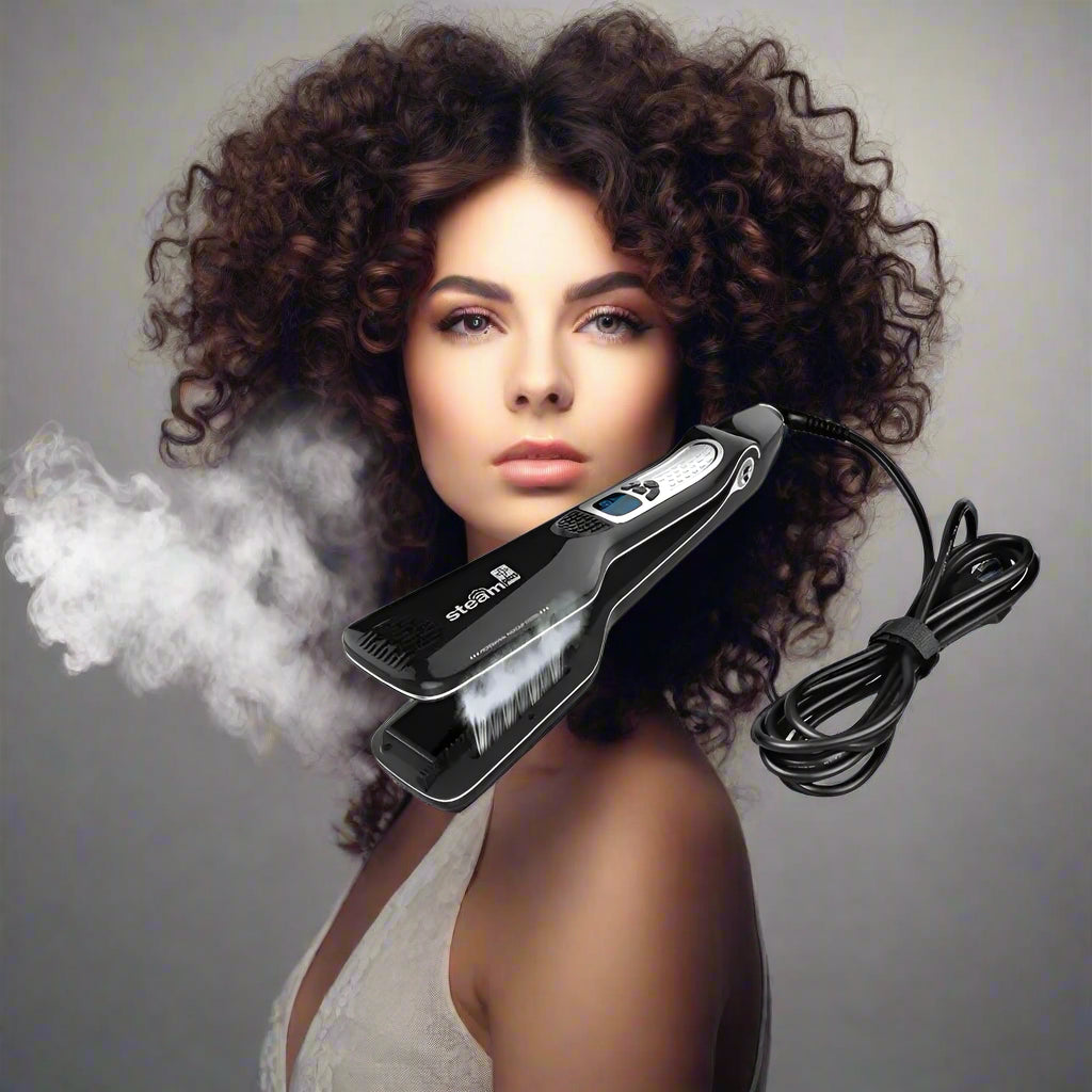 Lisseur vapeur - Titanium - Plaques larges - Cheveu Soyeux