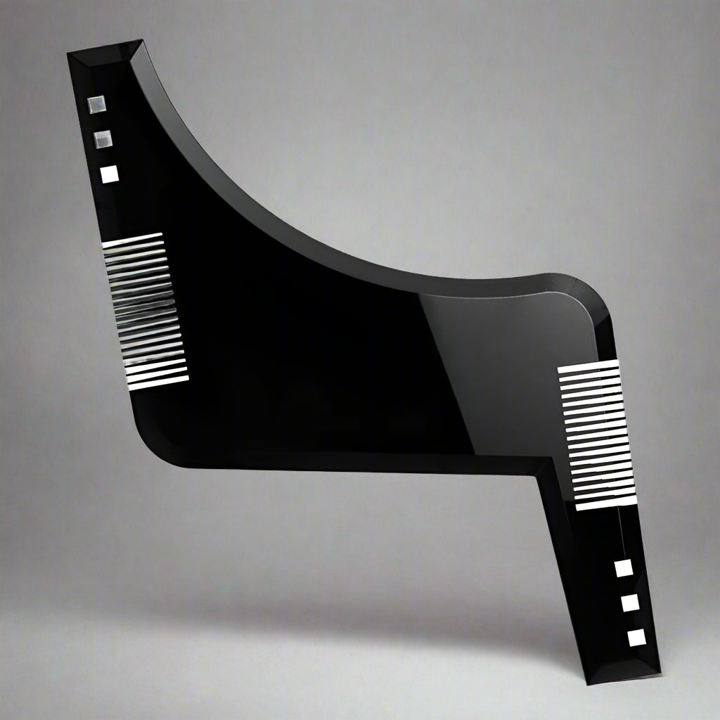 Peigne de contour barbe homme noir brillant– outil de précision pour tracés nets et symétriques, idéal pour un style soigné à la maison