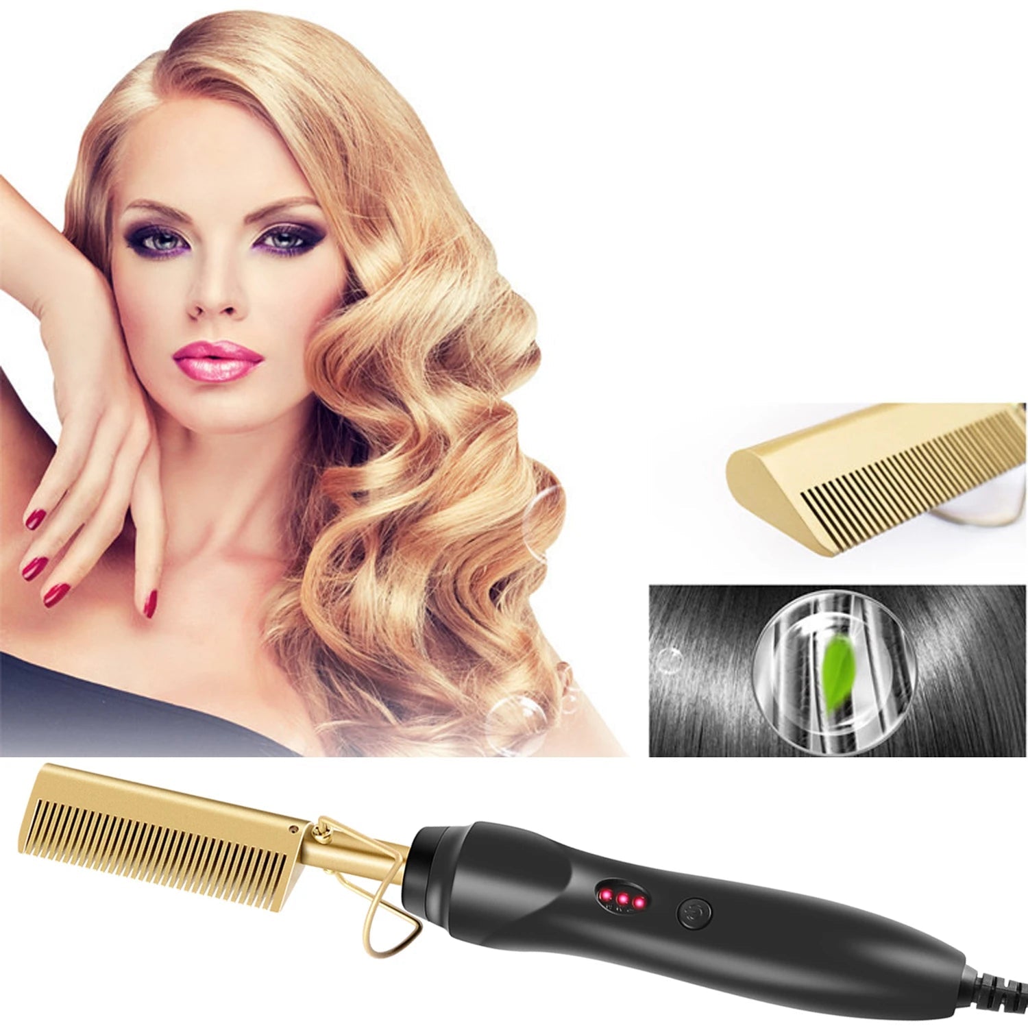 Peigne électrique – outil de coiffage innovant pour démêler, lisser et discipliner les cheveux tout en douceur, avec une touche de féminité