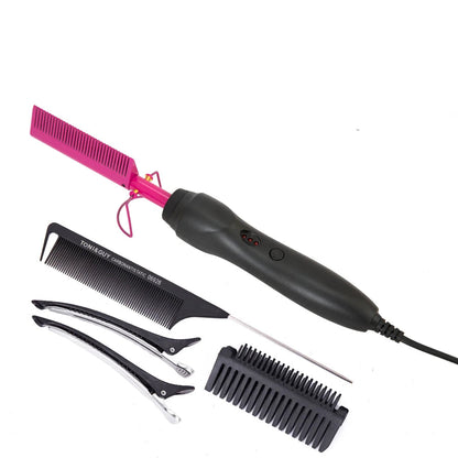 Peigne électrique couleur rose – démêle, lisse et stylise en un seul geste