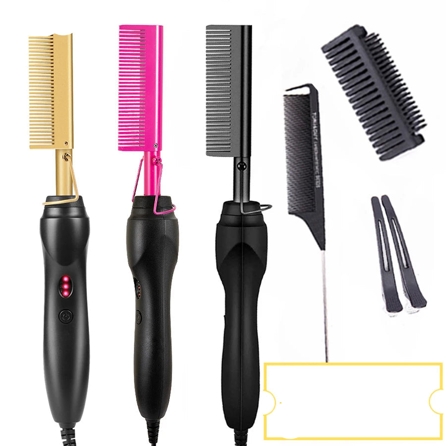Peigne électrique chauffant - 3 couleurs – conçu pour un coiffage rapide et sans effort, idéal pour démêler, lisser et coiffer en toute simplicité