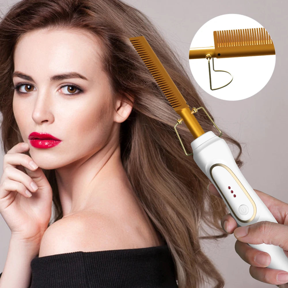 Peigne électrique lissant – conçu pour un coiffage rapide et sans effort, idéal pour démêler, lisser et coiffer en toute simplicité