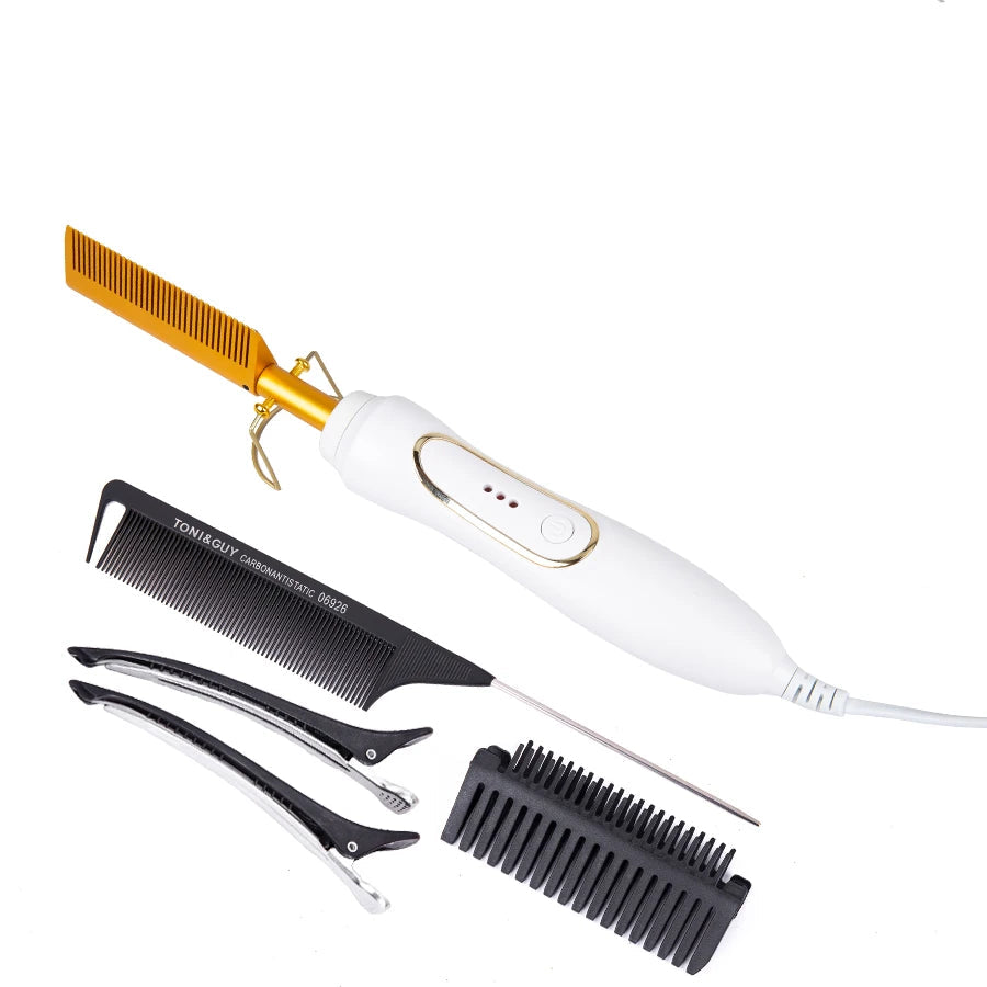 Peigne électrique couleur blanc – démêle, lisse et stylise en un seul geste