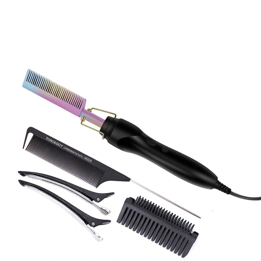 Peigne électrique de couleur noire – démêle, lisse et stylise en un seul geste