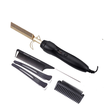 Peigne électrique couleur or – démêle, lisse et stylise en un seul geste