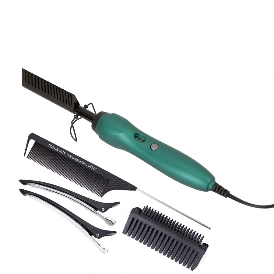 Peigne électrique couleur vert – démêle, lisse et stylise en un seul geste