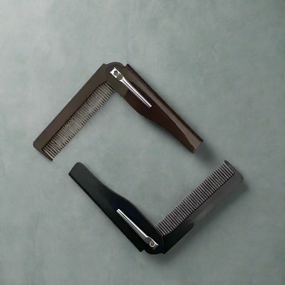 Peigne de cheveux pliable noir et écaille de tortue, pratique pour les voyages, facilement rétractable pour un rangement compact