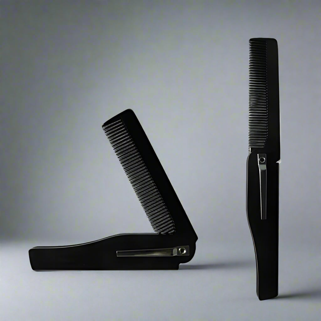Peignes de cheveux pliables de couleur noire, compacts et pratiques pour les voyages, offrant un rangement facile et un démêlage efficace