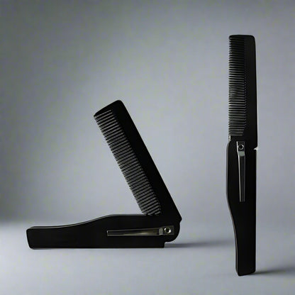 Peignes de cheveux pliables de couleur noire, compacts et pratiques pour les voyages, offrant un rangement facile et un démêlage efficace