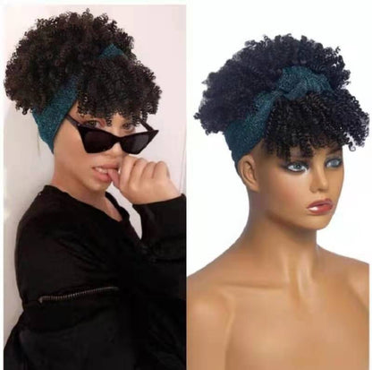 Perruque femme avec bandeau-Bouclée Afro