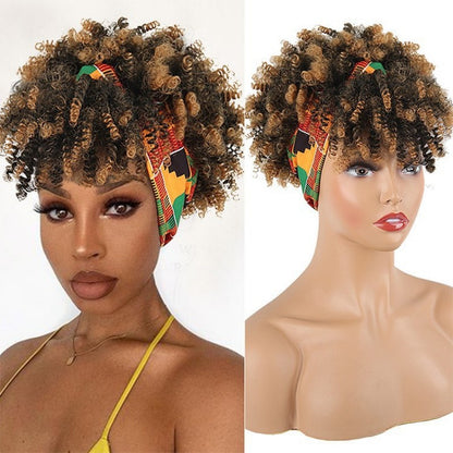 Perruque femme avec bandeau-Bouclée Afro