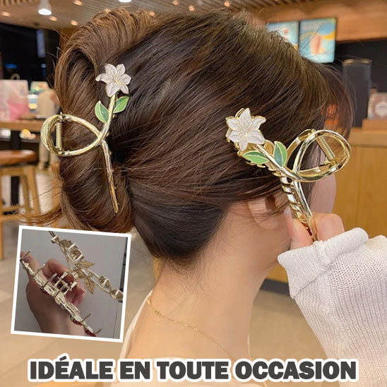 Pince à cheveux décorative avec strass, pour un maintien solide et un style raffiné.