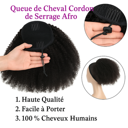 Extension cheveux-Queue de Cheval Cheveux Humains