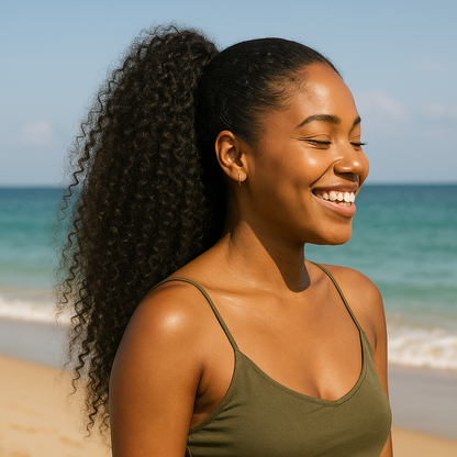 Queue de cheval à cordon afro – Extension cheveux humains