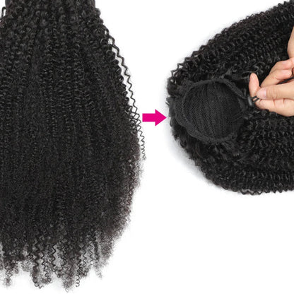 Queue de cheval à cordon afro – Extension cheveux humains