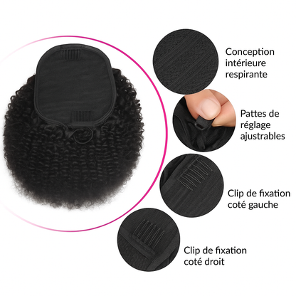 Queue de cheval à cordon afro – Extension cheveux humains