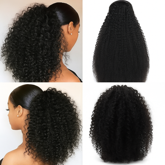 Queue de cheval à cordon afro – Extension cheveux humains