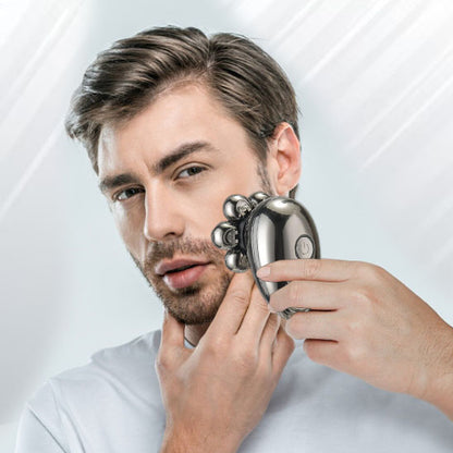 Homme avec rasoir à tête flottante , qui se rase