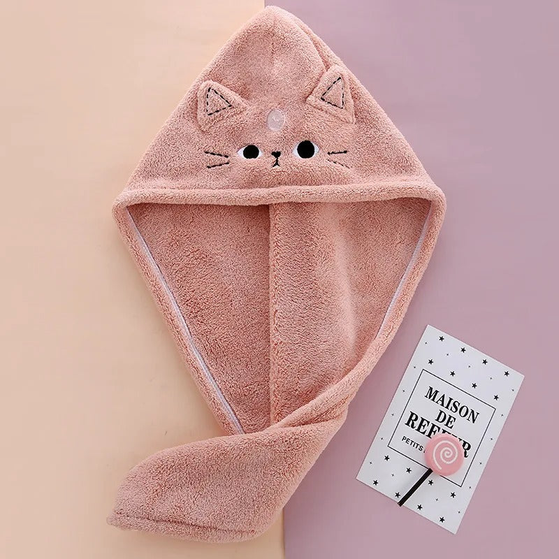 Serviette de bain doux avec motif de chat, parfait pour sécher les cheveux après la douche ou la piscine.