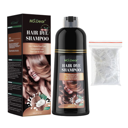 Shampoing colorant cheveux MS.Dear 3 en 1 avec noix de coco et accessoires clips