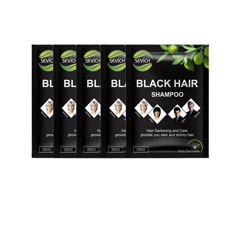 Pack de 5 sachets de shampooing noir Sevich pour assombrir et nourrir les cheveux en 5 minutes