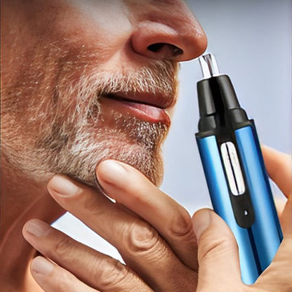 Rasoir pour poils de nez avec lames en acier inoxydable, pour une coupe douce et sans irritation.
