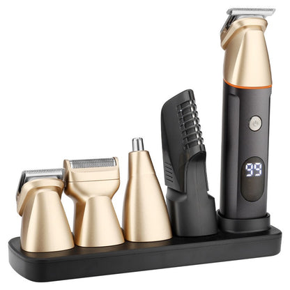 Tondeuse électrique multifonction 5 en 1 pour homme avec écran LCD et têtes interchangeables doré