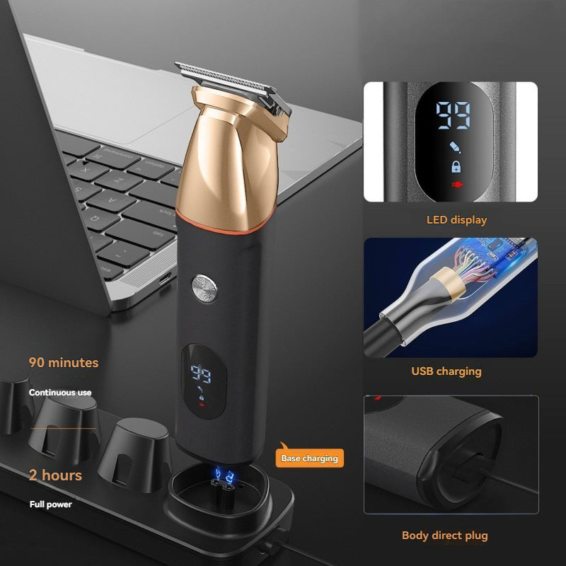 Tondeuse électrique multifonction 5 en 1 pour homme, zoom sur écran LCD et têtes interchangeables