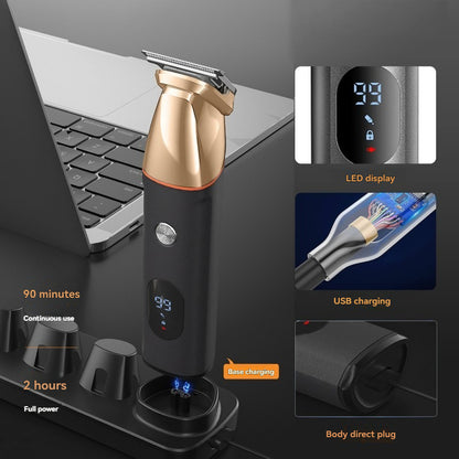 Tondeuse électrique multifonction 5 en 1 pour homme, zoom sur écran LCD et têtes interchangeables
