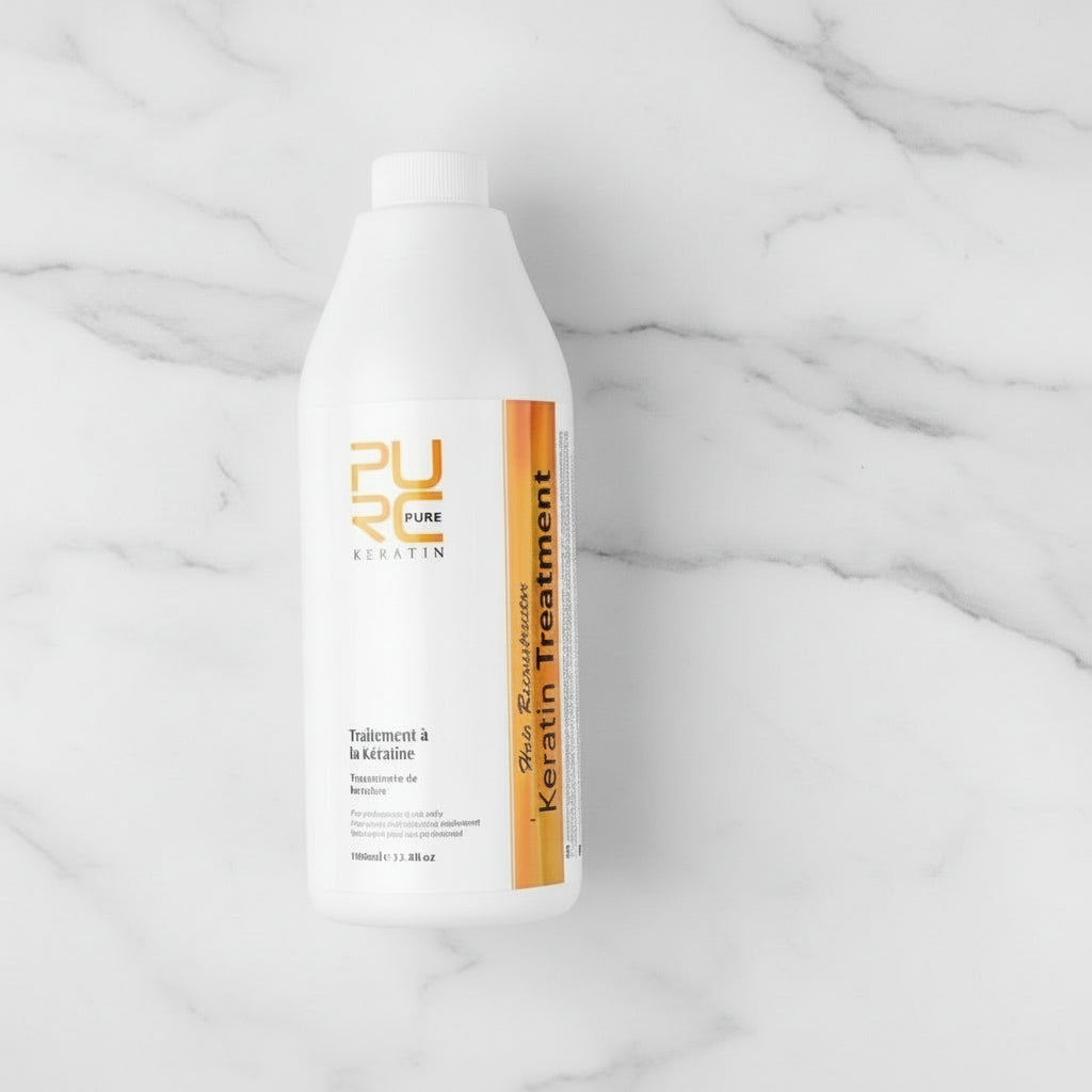 Bouteille de traitement à la kératine 1000 ml pour lisser et réparer les cheveux, illustration structure du cheveu