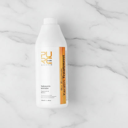 Bouteille de traitement à la kératine 1000 ml pour lisser et réparer les cheveux, illustration structure du cheveu