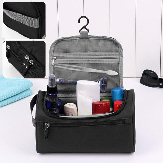 Trousse de toilettes avec compartiments et crochet à suspendre