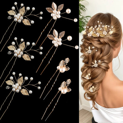 Épingles à cheveux avec perles et or, parfaites pour un maintien élégant et une touche glamour. femme mariée coiffée
