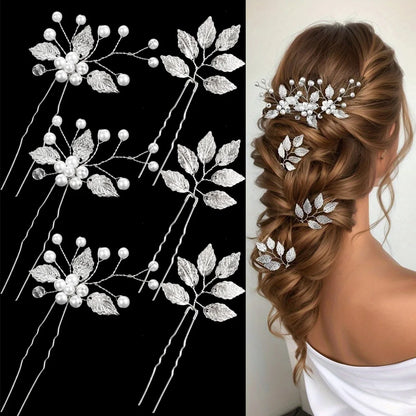 Femme mariée coiffée , Épingles à cheveux ornées de perles élégantes et argentée, parfaites pour ajouter une touche de sophistication à vos coiffures. 
