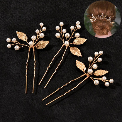 Épingles à cheveux ornées de perles élégantes blanches et dorées, parfaites pour ajouter une touche de sophistication à vos coiffures. 
