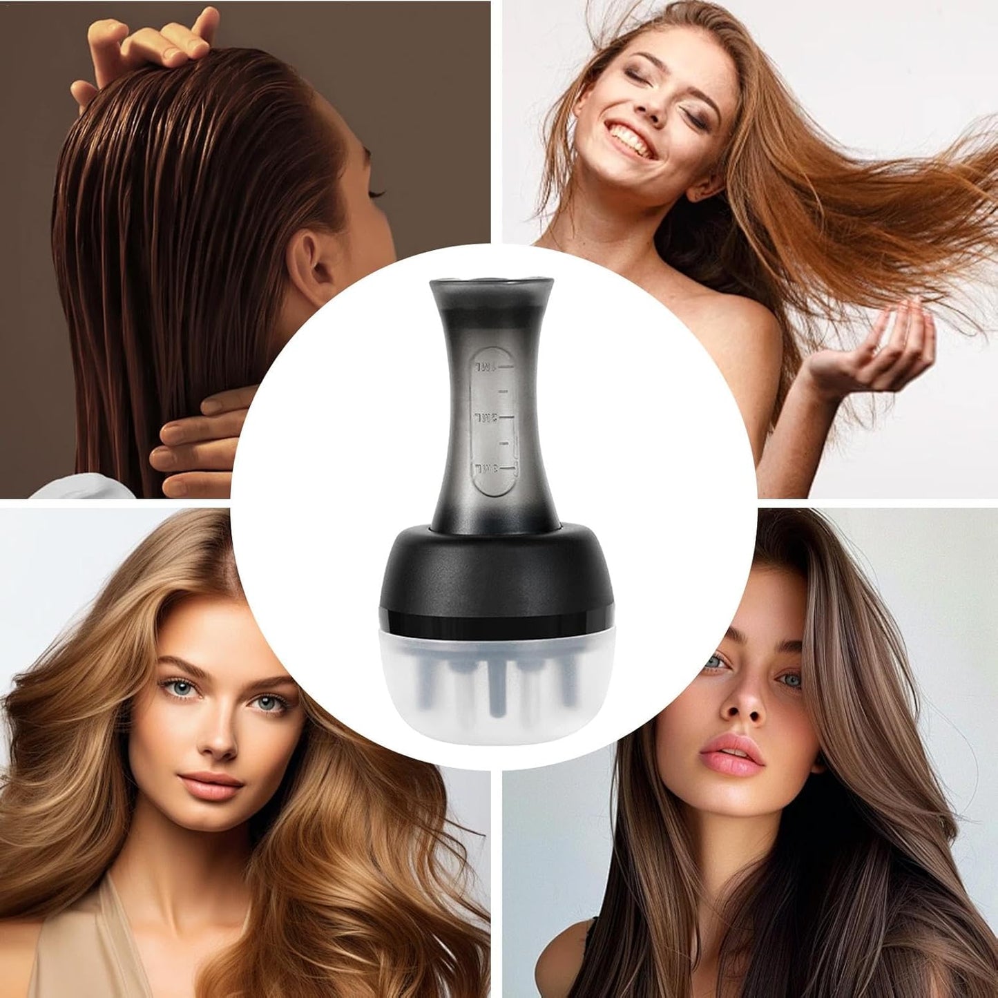 Femmes appliquant de l'huile sur leur cheveux,  conçu pour une application précise et homogène des huiles capillaires ou corporelle