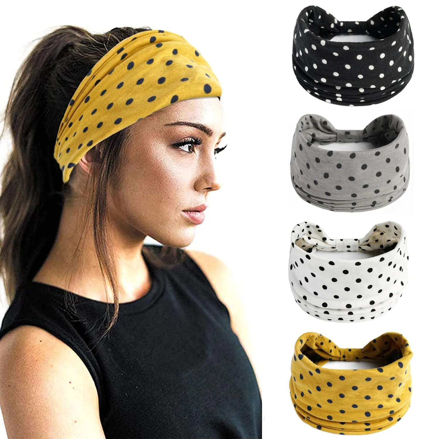 Bandeau pour cheveux - Large - A pois - Cheveu Soyeux
