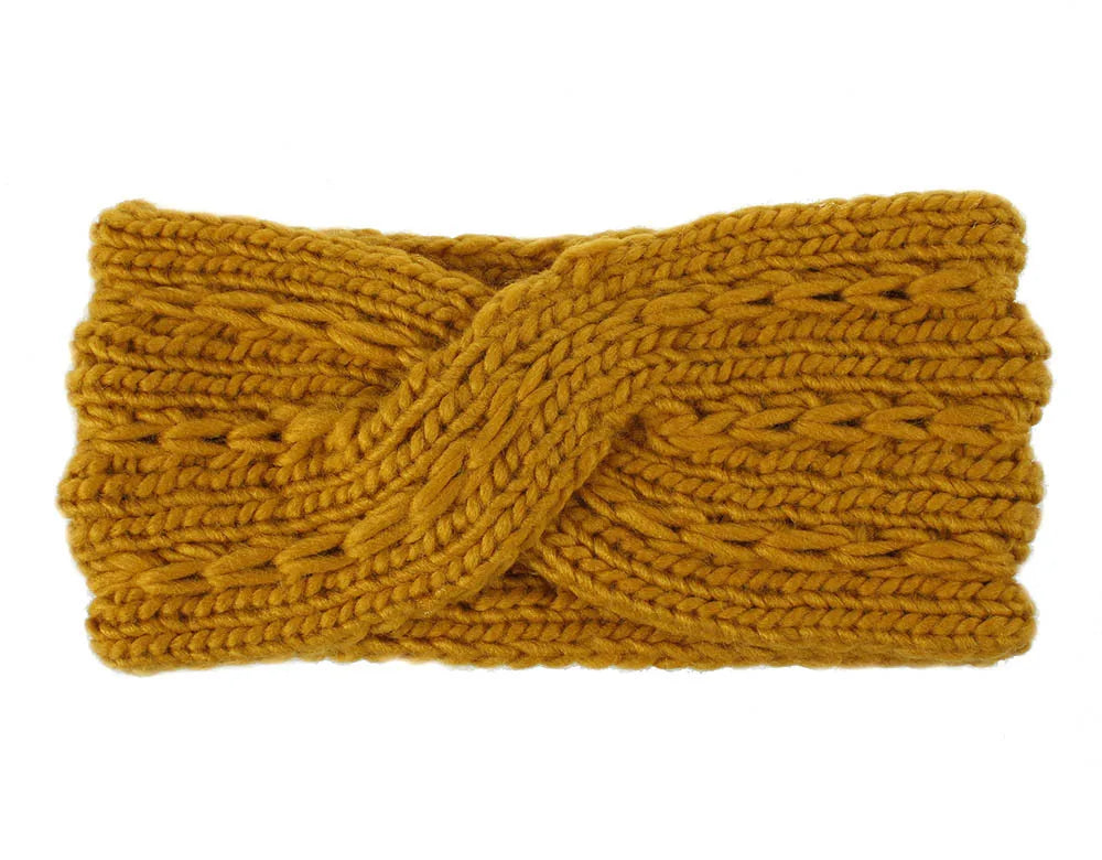 Bandeau jaune  tressé cheveux hiver, accessoire mode chaud et élégant pour protéger vos cheveux du froid tout en ajoutant une touche stylée à votre tenue.
