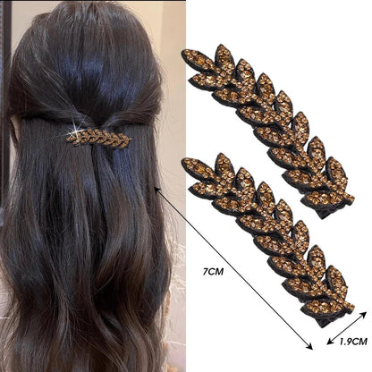 Barrettes pour les cheveux - Feuilles scintillantes - Cheveu Soyeux