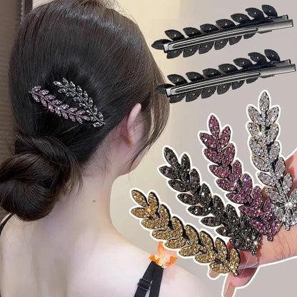 Barrettes pour les cheveux - Feuilles scintillantes - Cheveu Soyeux