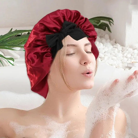Bonnet en satin cheveux - Nœud réglable - Cheveu Soyeux
