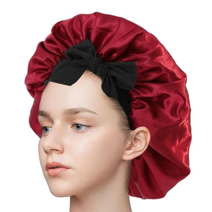 Bonnet en satin cheveux - Nœud réglable - Cheveu Soyeux