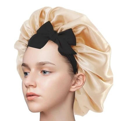 Bonnet en satin cheveux - Nœud réglable - Cheveu Soyeux