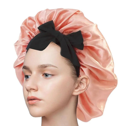 Bonnet en satin cheveux - Nœud réglable - Cheveu Soyeux