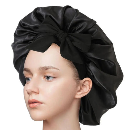 Bonnet en satin cheveux - Nœud réglable - Cheveu Soyeux