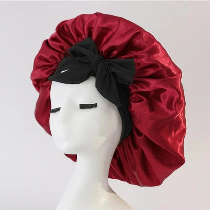 Bonnet en satin cheveux - Nœud réglable - Cheveu Soyeux