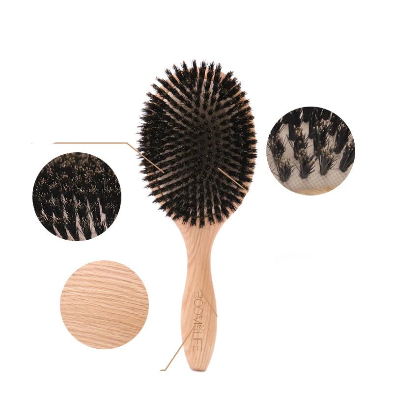 Brosse à cheveux en poil de sanglier - Brossage doux - Cheveu Soyeux