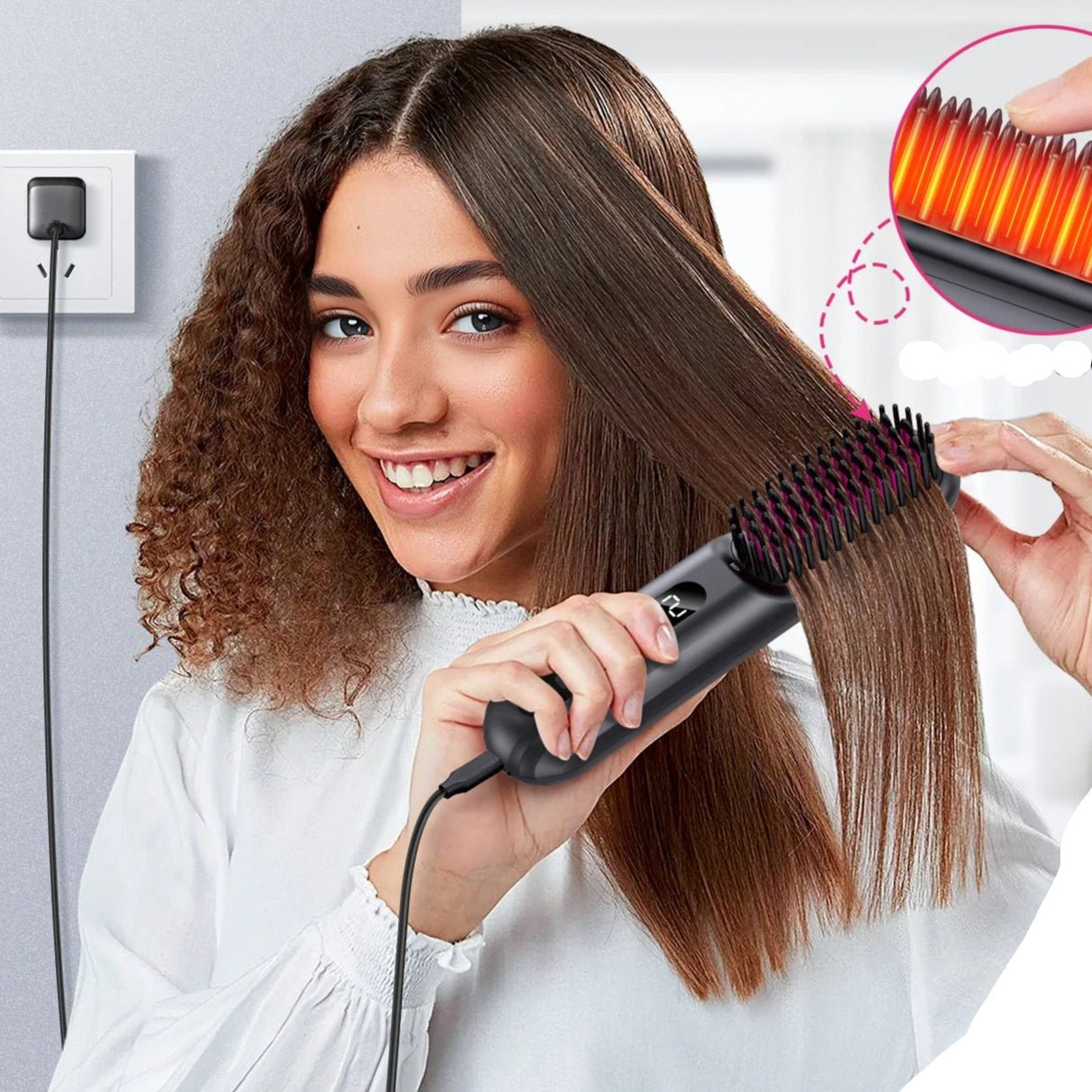 Brosse Lissante Sans Fil - La meilleure - Cheveu Soyeux