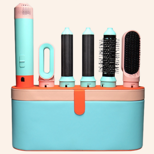 Brosse seche cheveux - 5 en 1 - Avec coffret cuir - Cheveu Soyeux